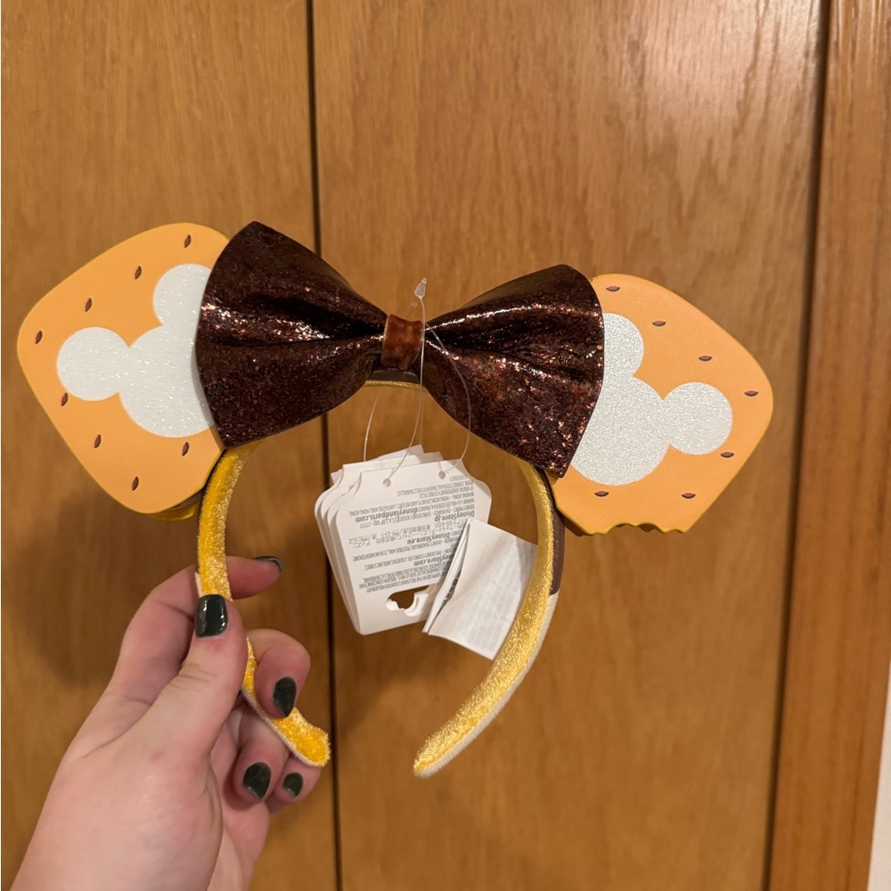NWT Disney S’mores Gold and Brown Glitter Mouse Ears
